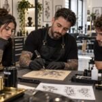 Scena illustrativa generata: docente e allievi durante una dimostrazione su supporto in silicone